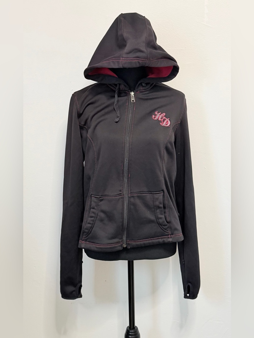 Harley Davidson Hooded Jacket with Red Embroidery Small